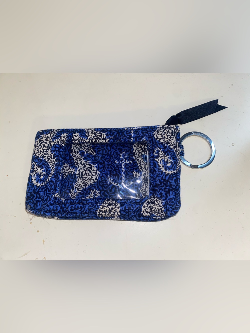 Vera Bradley Royaln Blue and White Seahorse Paisley Wristlet ID Case